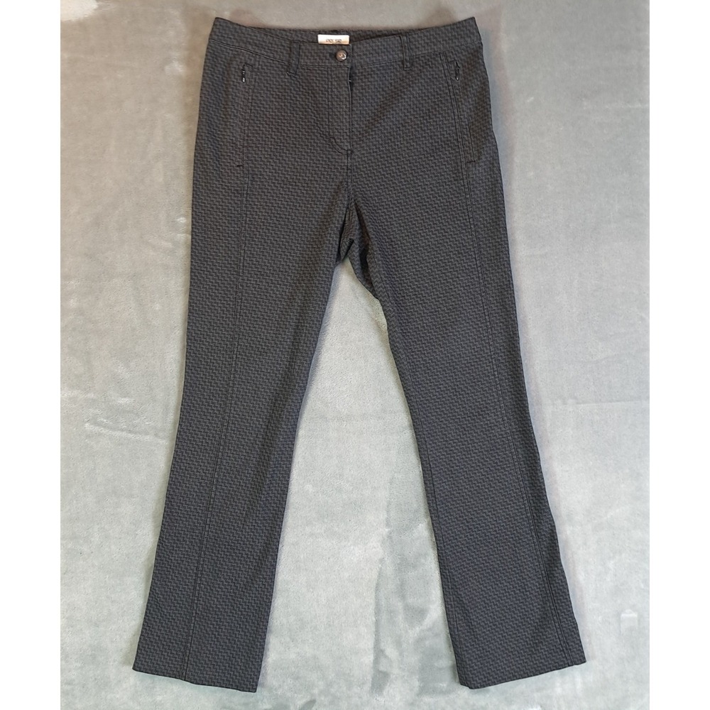 Per Se by Carlisle Black Zig-Zag Jacquard Moto Pants Size 6 Chevron Jeans